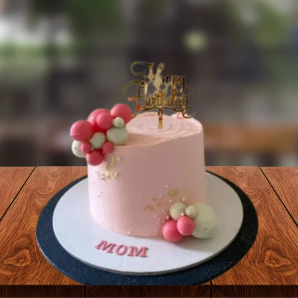 Pink & white lovely Mom cake