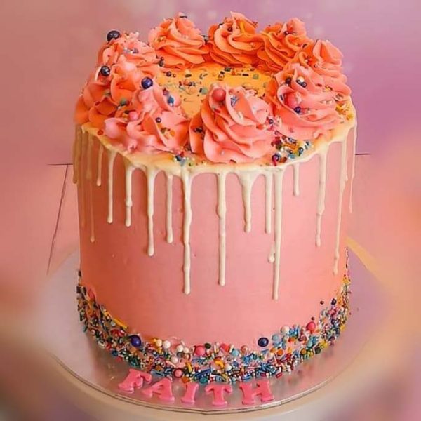 Pink Drip Cake