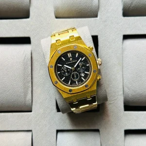 Audemars Piguet Royal Oak Black Dial Gold Strap