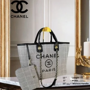 Chanel Canvas Bag Gray Colour